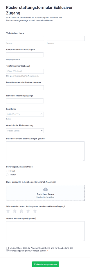Ausnahmeregelung Rückerstattungsformular