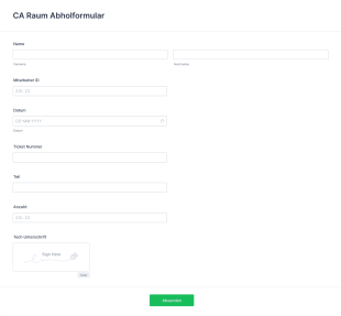 Ausrüstung Abholformular Form Template