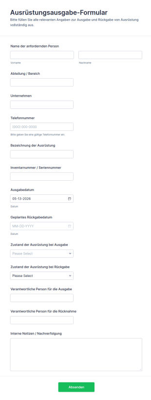 Ausrüstungsabholformular