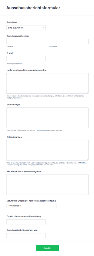 Ausschussberichtsformular