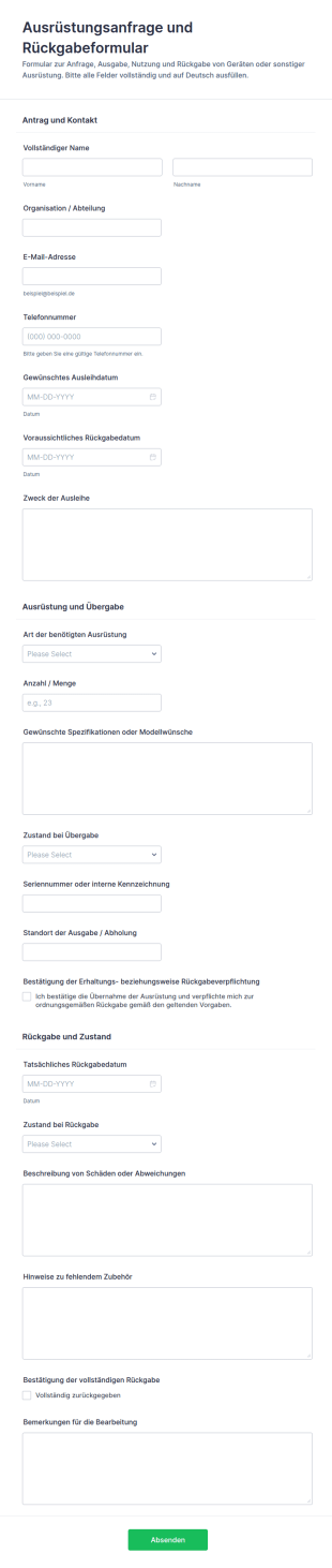 Ausstattungsanfrage Und Freigabeformular