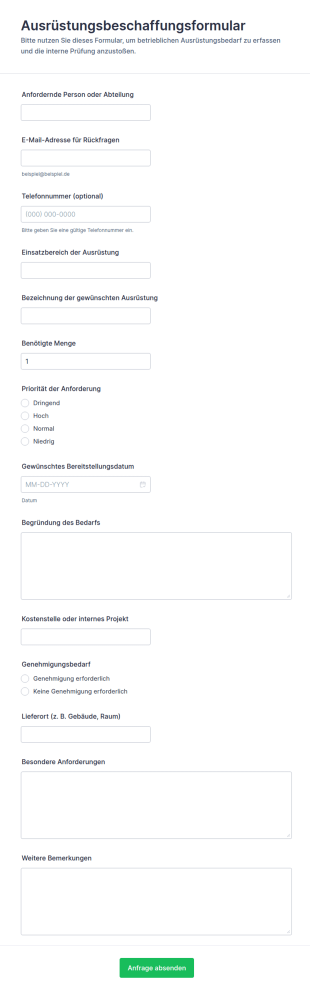 Ausstattungsbeschaffungsformular