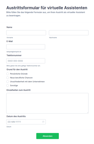 Austrittsformular Für Virtuelle Assistenten