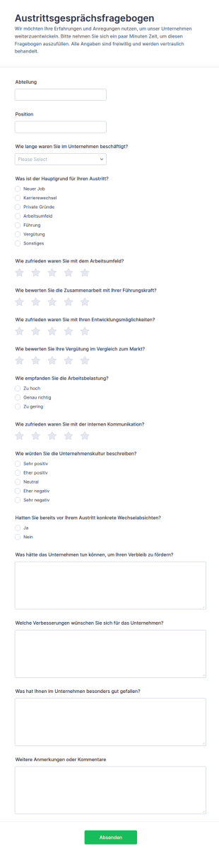 Austrittsgespräch Fragebogen