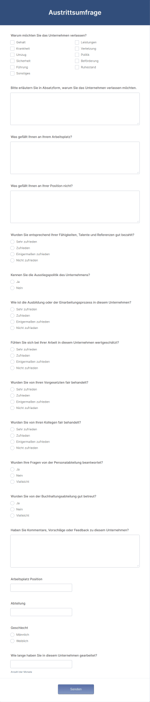 Austrittsumfrage Form Template