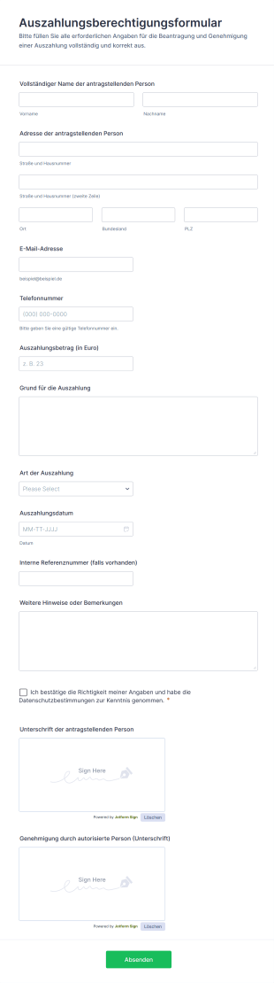 Auszahlungsberechtigungsformular