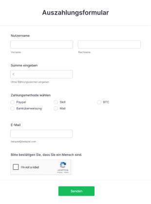 Auszahlungsformular Form Template
