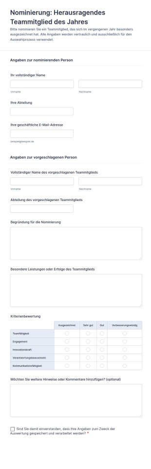 Auszeichnung Für Herausragendes Teammitglied Umfrage 🏆