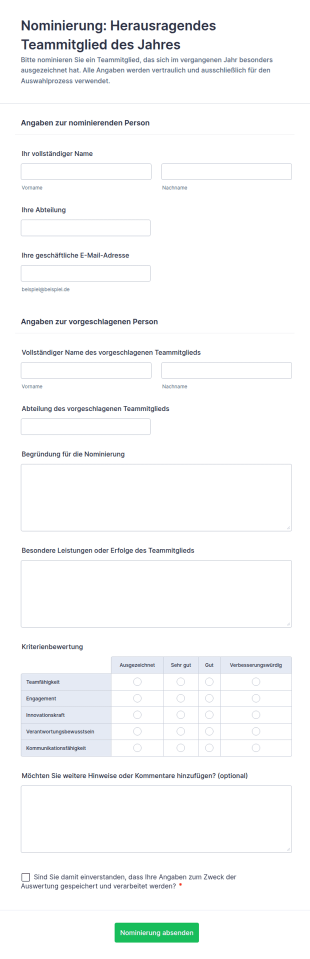 Auszeichnung Für Herausragendes Teammitglied Umfrage 🏆
