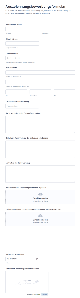 Auszeichnungsbewerbungsformular