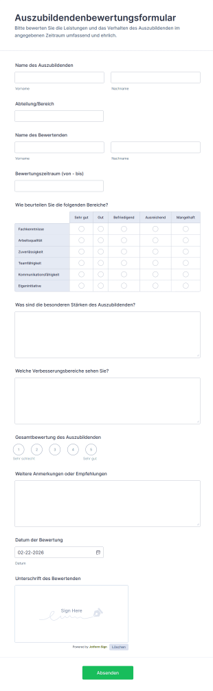 Auszubildendenbewertungsformular