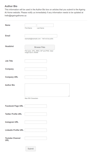 Author Bio Form Template