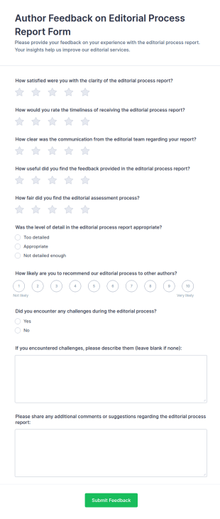 Author Feedback On Editorial Process Report Form Template
