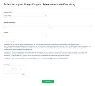 Authorisierung Zur Überprüfung Von Referenzen Form Template