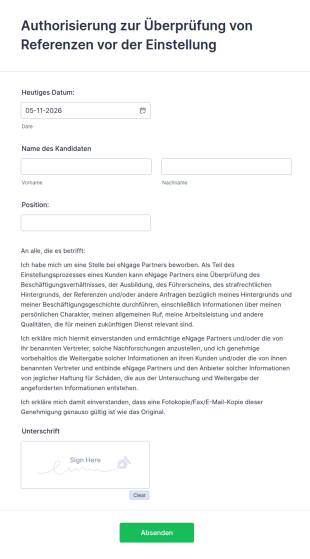Authorisierung Zur Überprüfung Von Referenzen