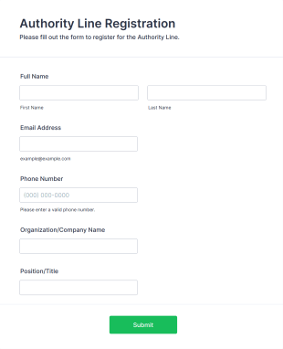 Authority Line Registration Form Template