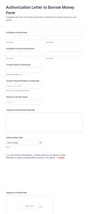 Authorization Letter To Borrow Money Form Template