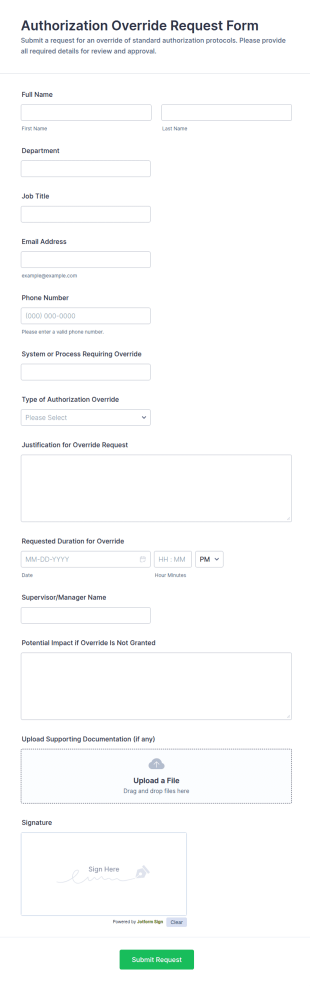 Authorization Override Request Form Template