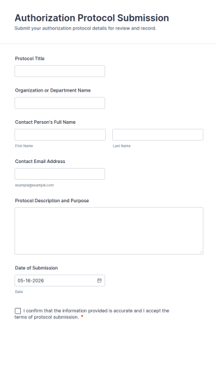 Authorization Protocol Submission Form Template