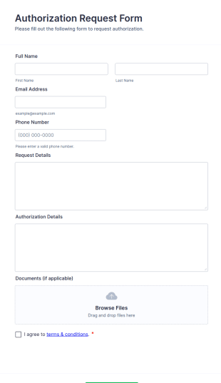 Authorization Request Form Template