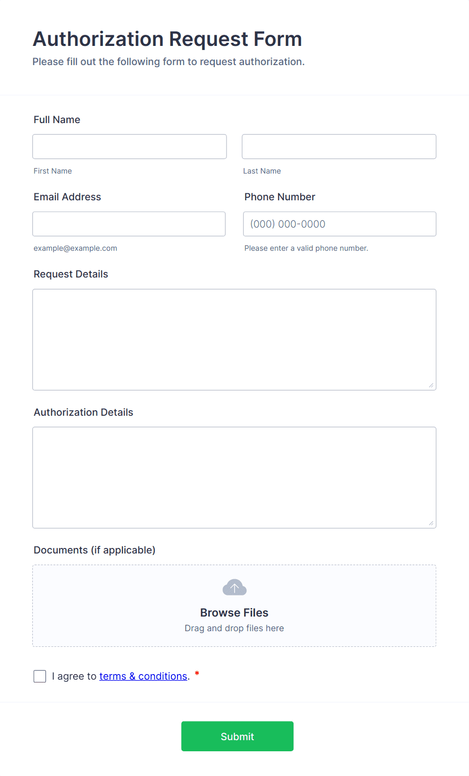 Authorization Request Form Prior Authorization Form Template