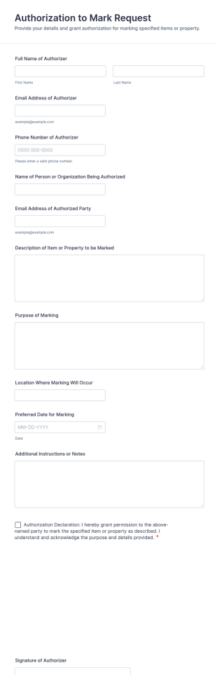Authorization To Mark Request Form Template