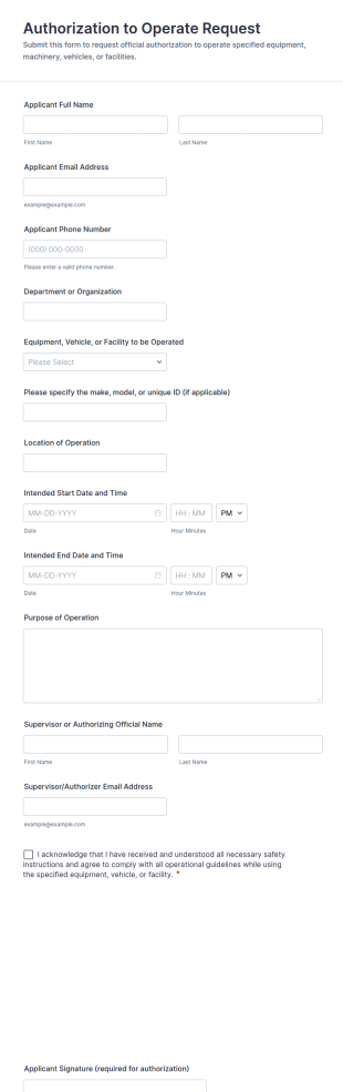 Authorization To Operate Request Form Template
