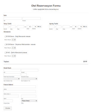 Authorize.Net Otel Rezervasyon Form Şablonu
