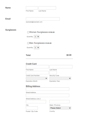 Authorize.Net Product Order Form Template