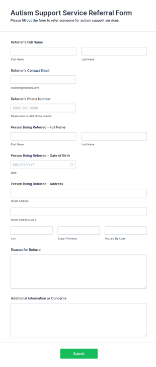 Autism Support Service Referral Form Template
