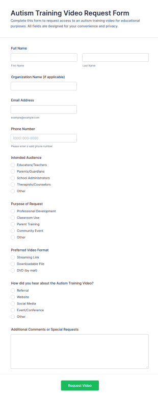 Autism Training Video Request Form Template