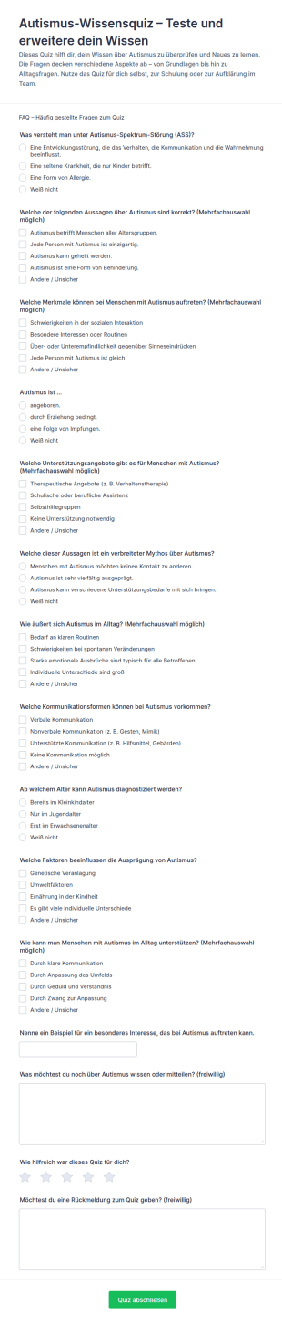 Autismus Wissensquiz