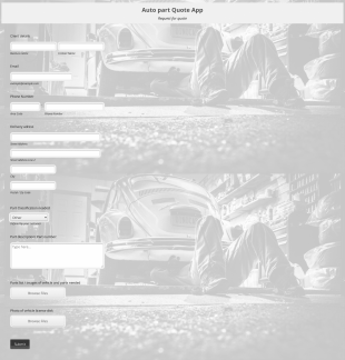 Auto Body Part Quote Request Form Template