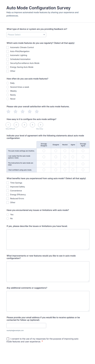 Auto Mode Configuration Survey Form Template