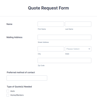 Auto Quote Form Template