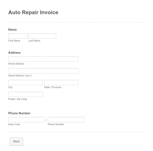 Auto Repair Invoice Form Template