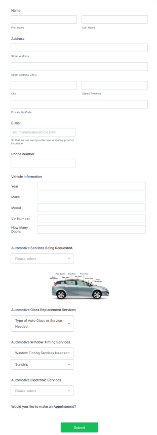 Auto Service Appointment Form Template