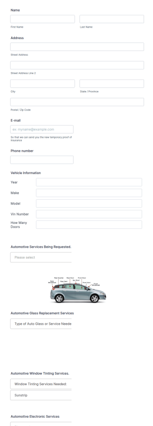 Auto Service Appointment Form Template