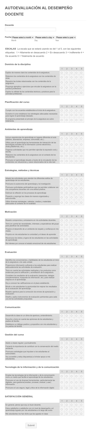 Autoevaluación Al Desempeño Docente