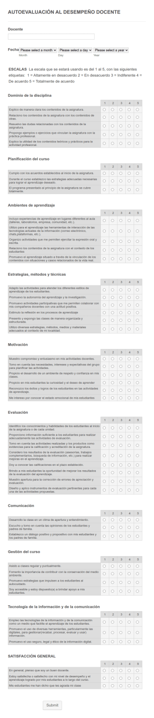 Autoevaluación Al Desempeño Docente
