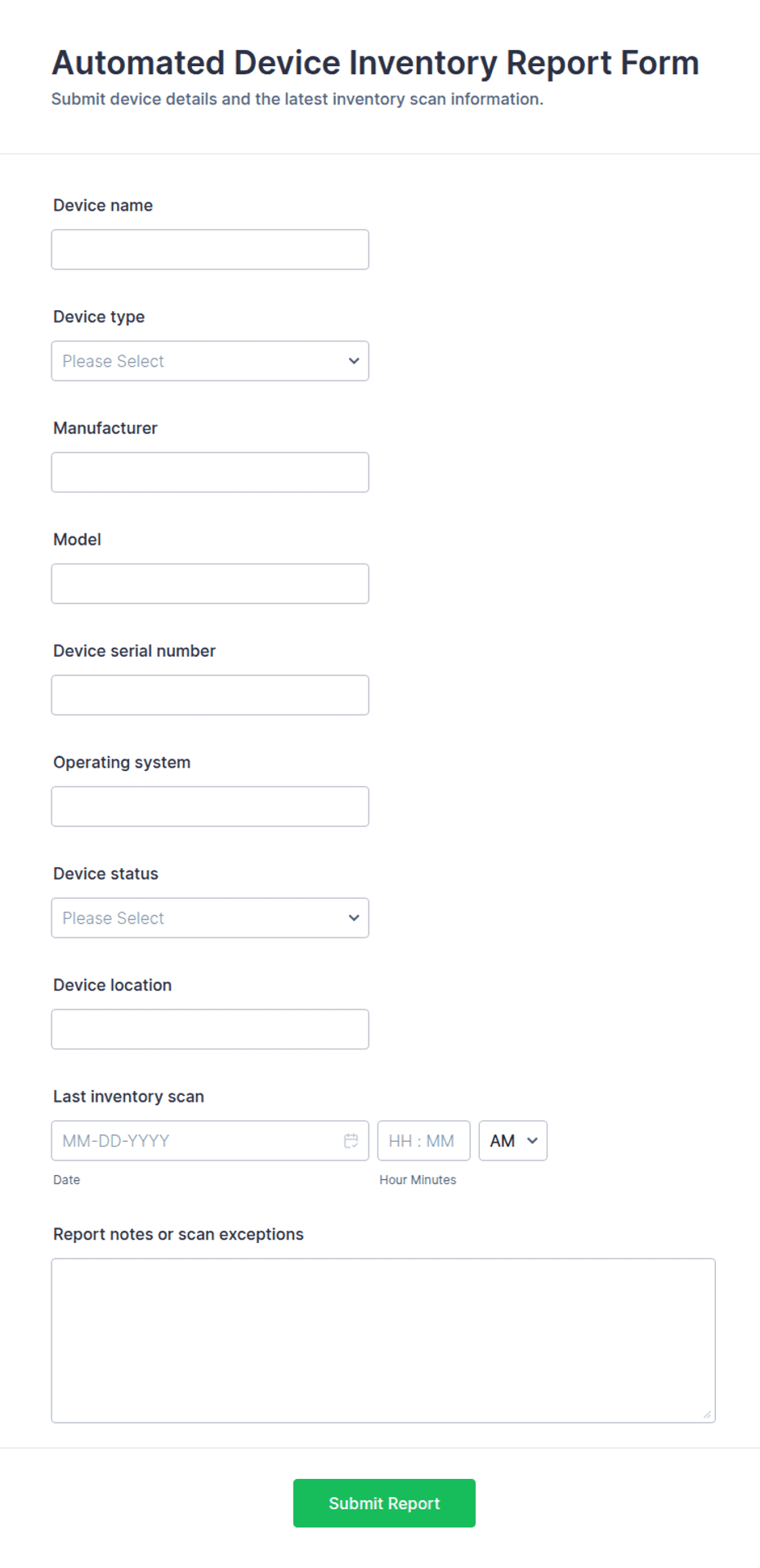 Automated Device Inventory Report Form Template | Jotform