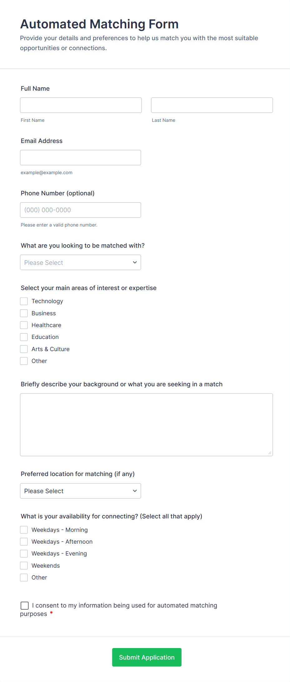Automated Matching Form Template | Jotform