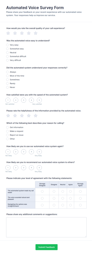Automated Voice Survey Form Template