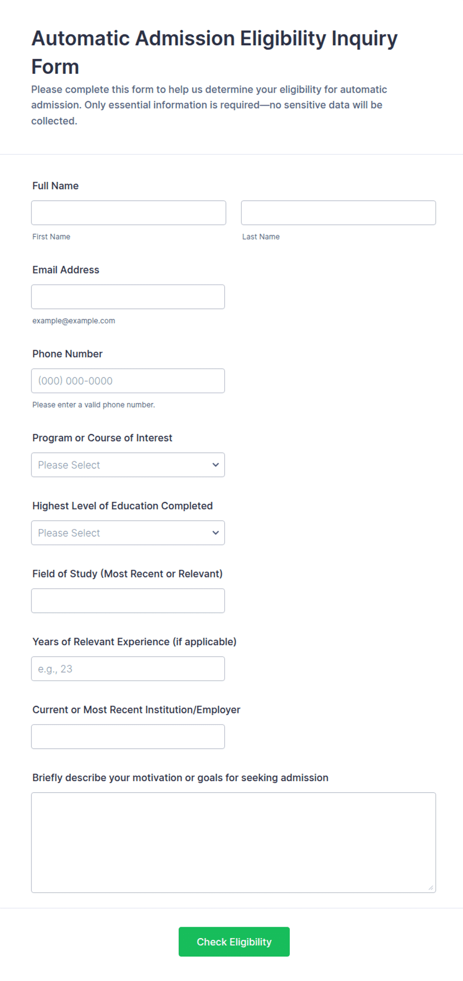 Rmv Forms.pdf Automatic Admission Eligibility Inquiry Form Template | Jotform
