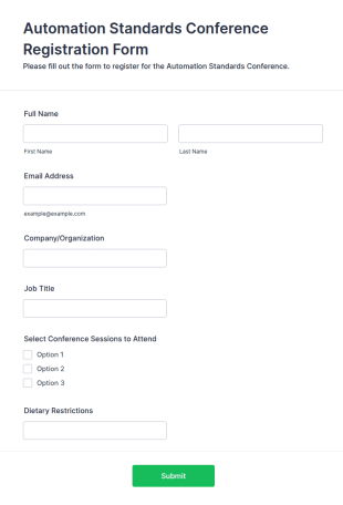 Automation Standards Conference Registration Form Template