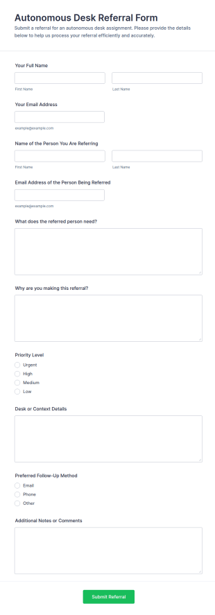 Autonomous Desk Referral Form Template