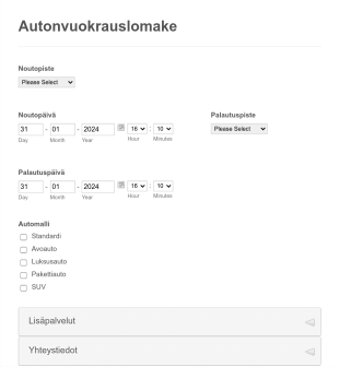 Autonvuokrauslomake