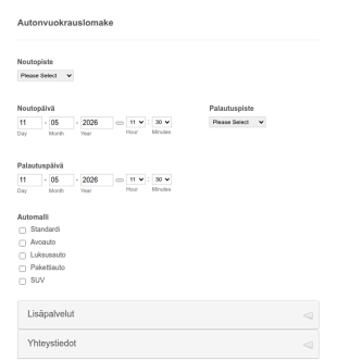 Autonvuokrauslomake