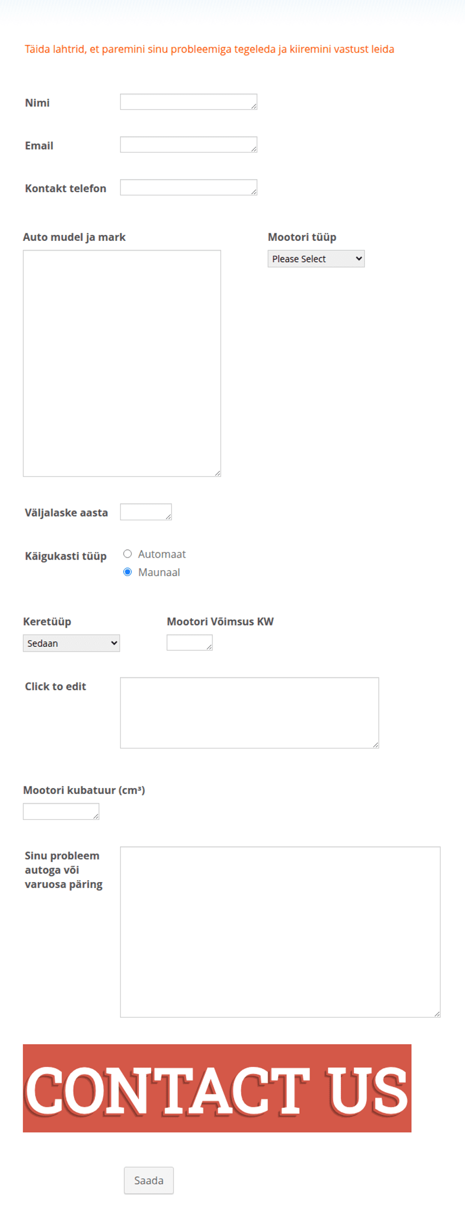 An online auto spares/parts inquiry form | Jotform