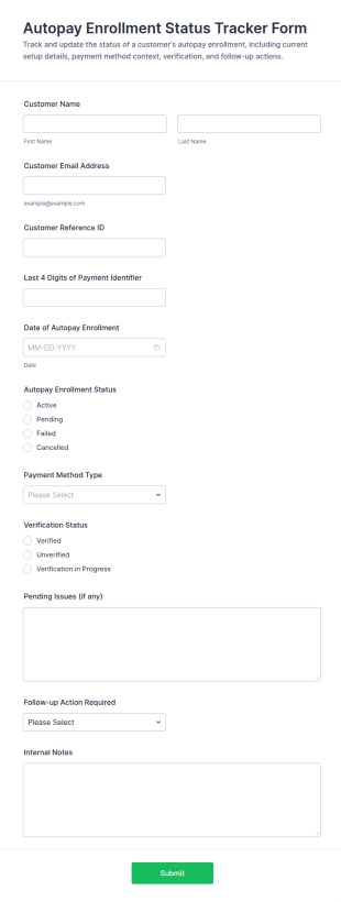 Autopay Enrollment Status Tracker Form Template